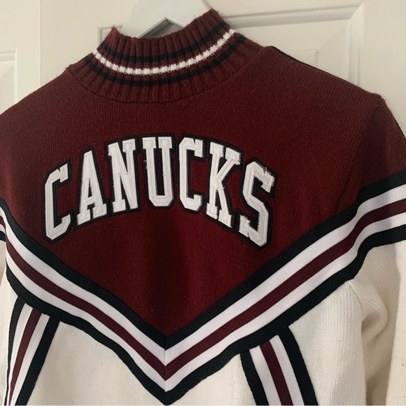 VTG Canucks sweater Cheerleader Varsity style Small Medium Large USA - Picture 2 of 10